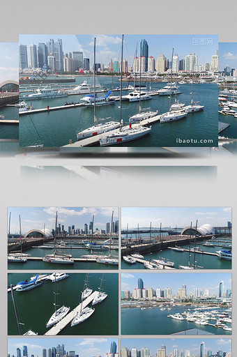 帆船船坞帆船码头航拍青岛奥帆中心航拍视频图片