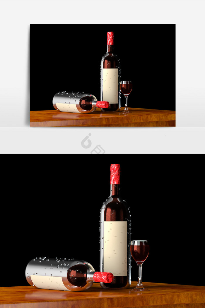 C4D模型红酒和酒杯oc渲染图片