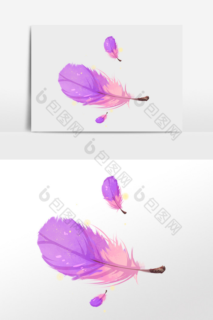 手绘轻浮动物羽毛紫色羽毛插画