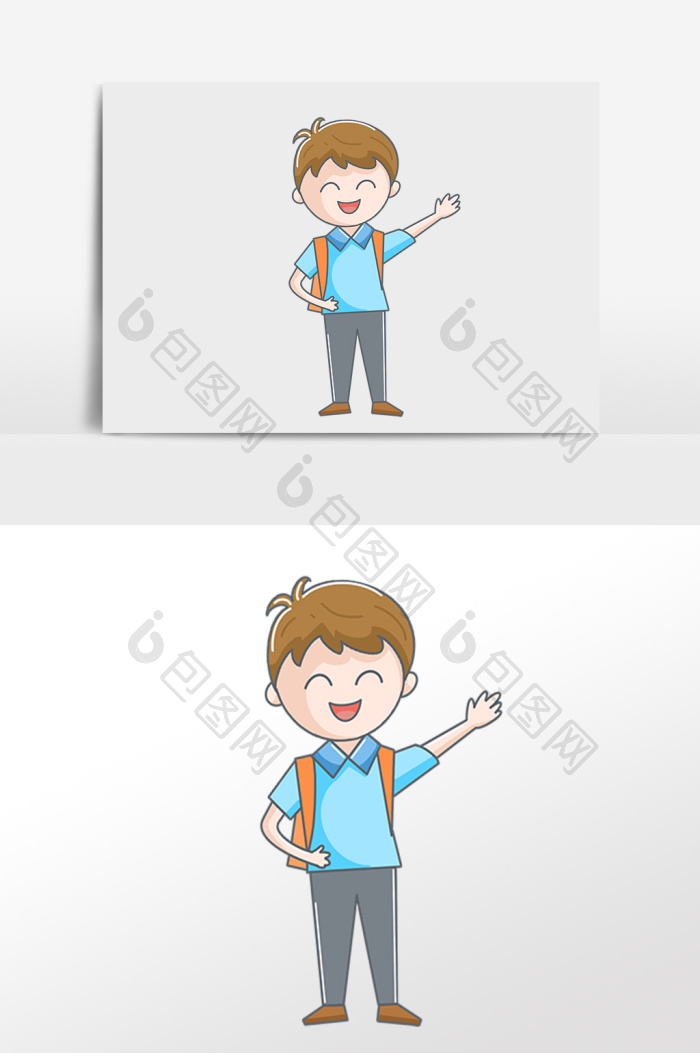 招手小学生插画