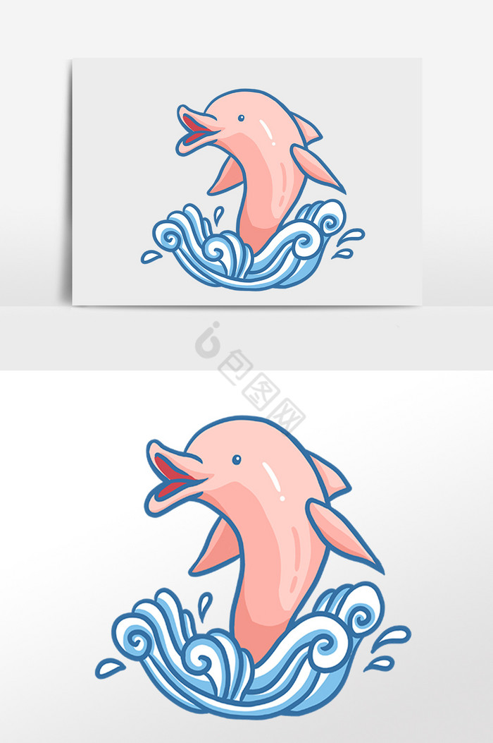 海洋生物跳跃鲨鱼插画图片