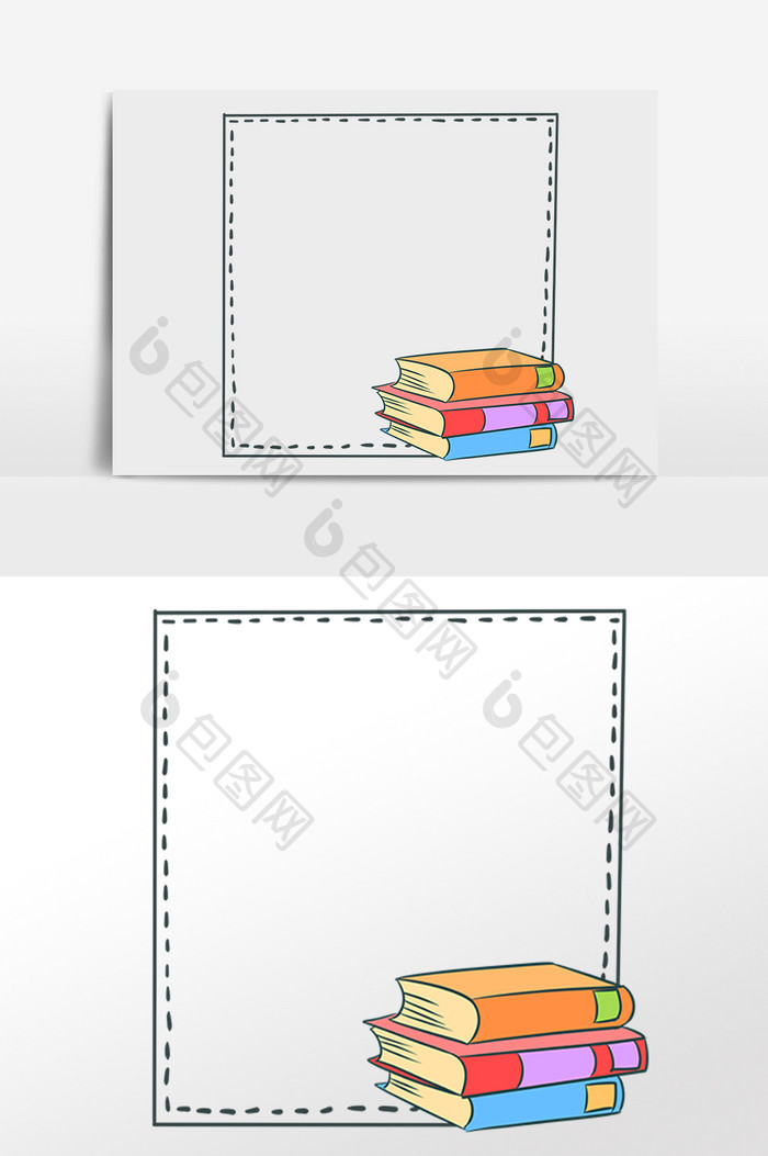 手绘教育学习书籍边框插画