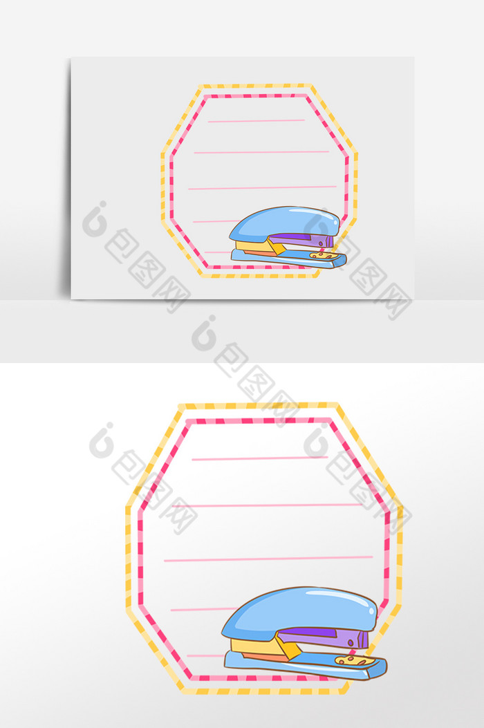 学习备忘录订书机边框插画图片图片