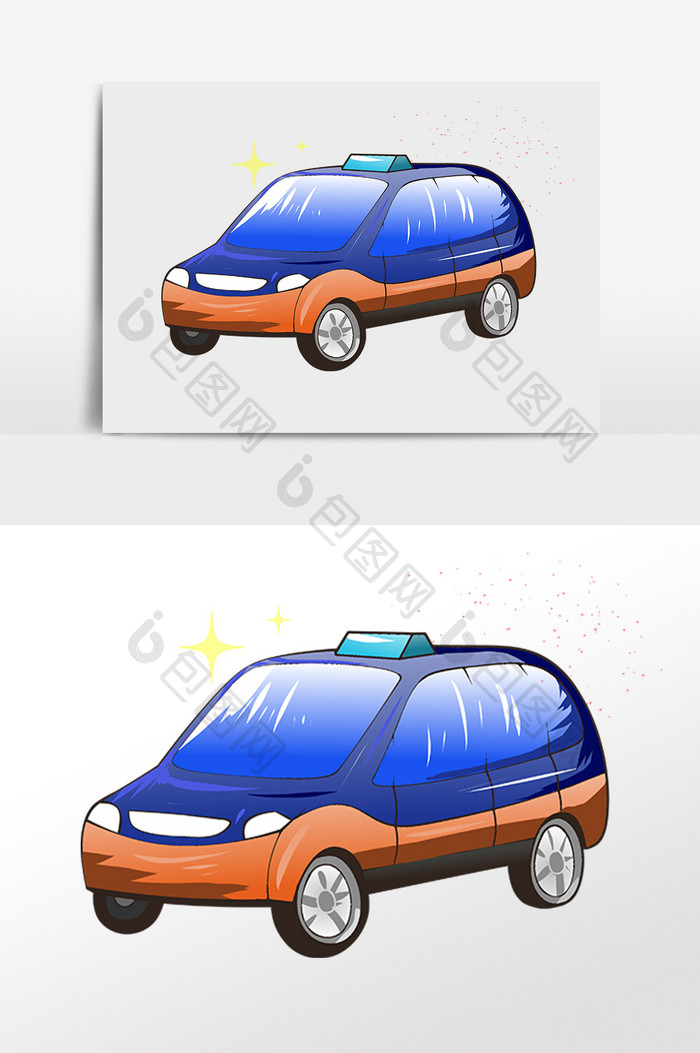 手绘交通工具车辆出租车插画