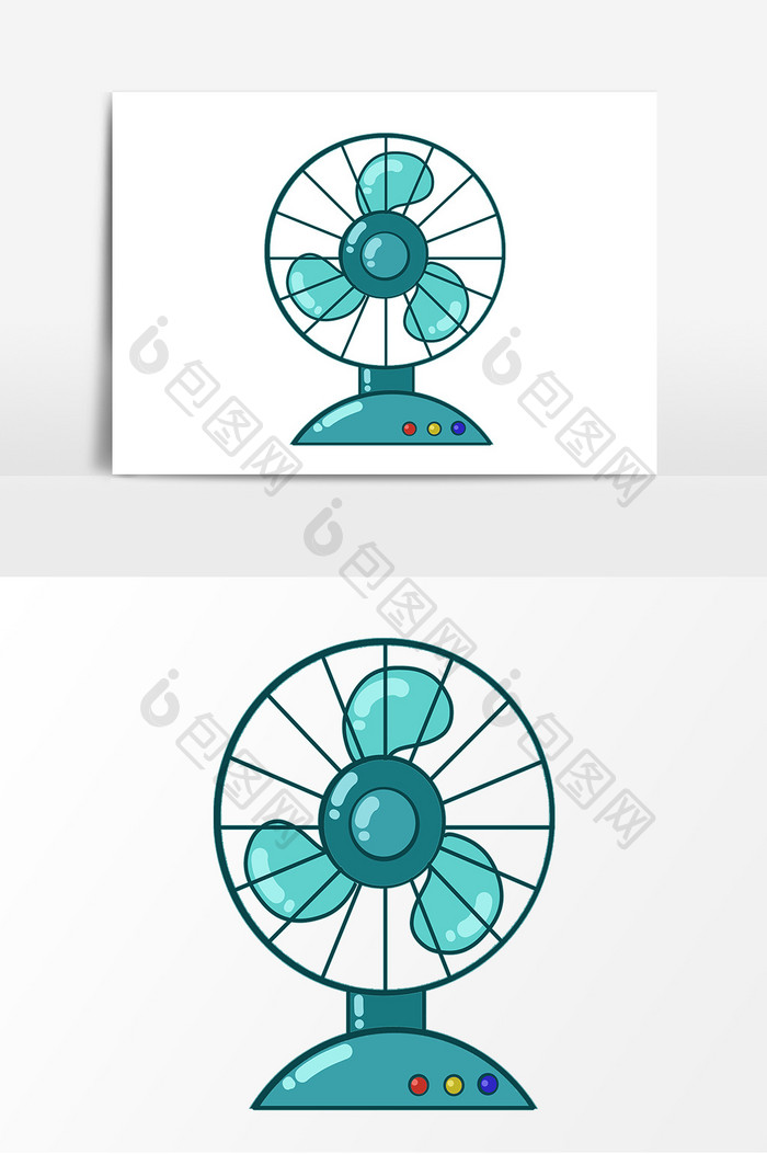 夏季电风扇手绘元素
