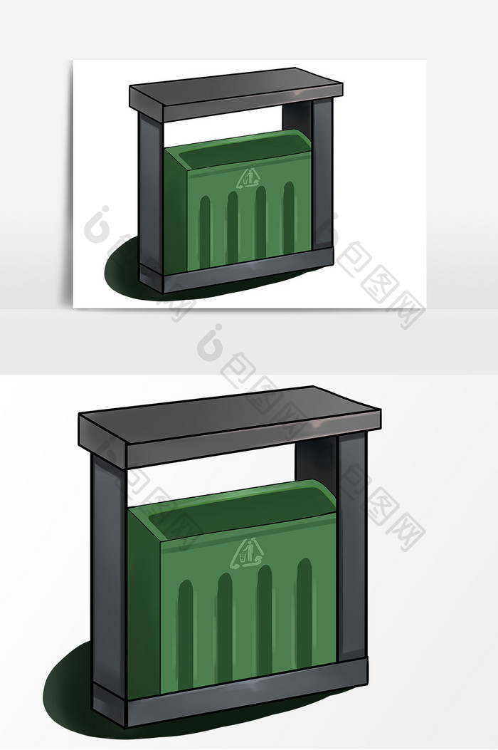 绿色环保垃圾箱元素