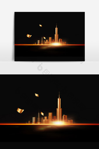 简约夜间城市闪光元素图片