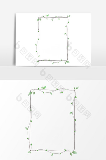 藤条绿叶边框元素图片