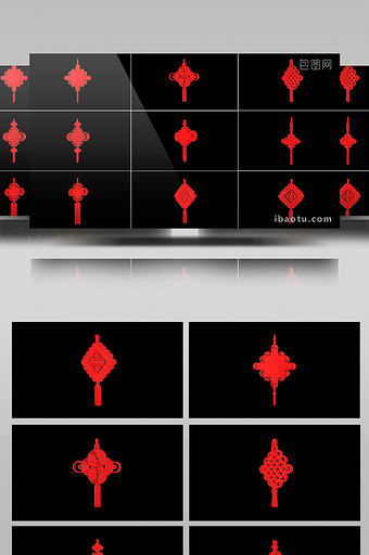 8多组带通道循环3维中国结旋转视频元素1图片