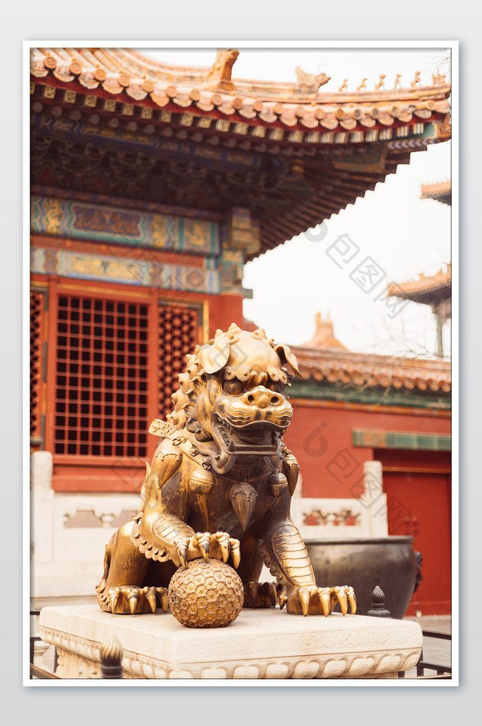 北京故宫狮摄影图片