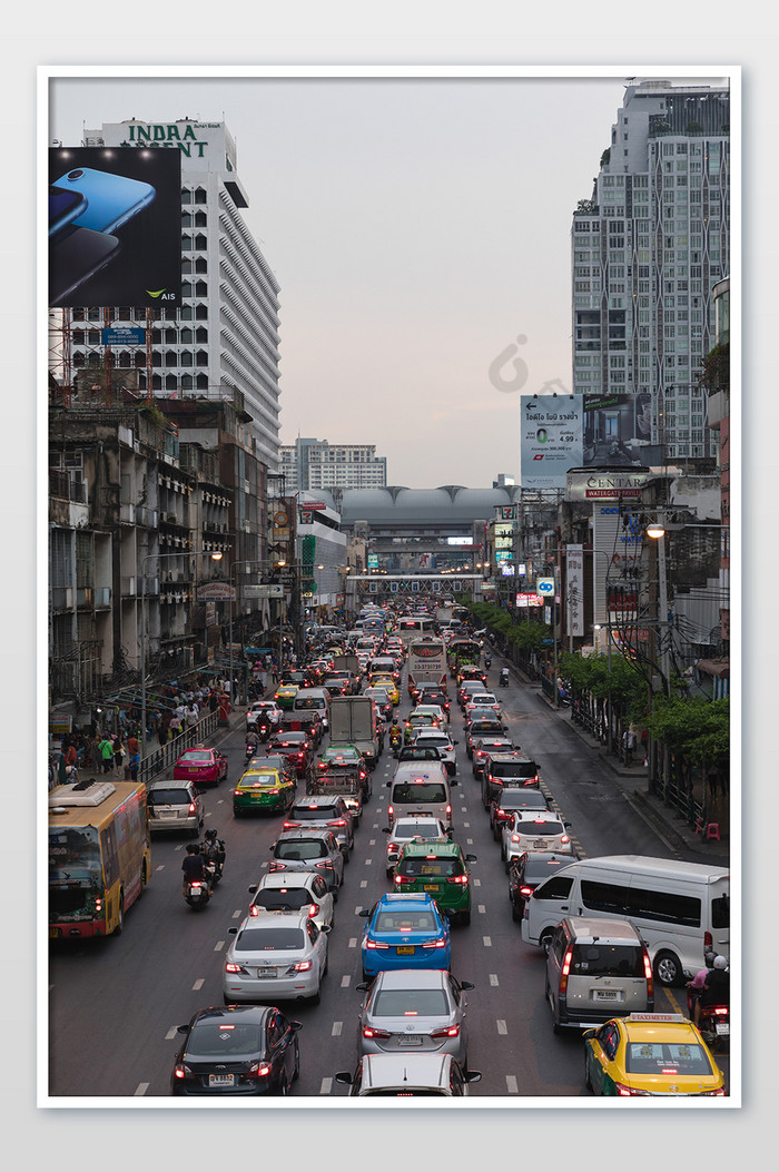 曼谷老城区交通道路拥堵图片图片