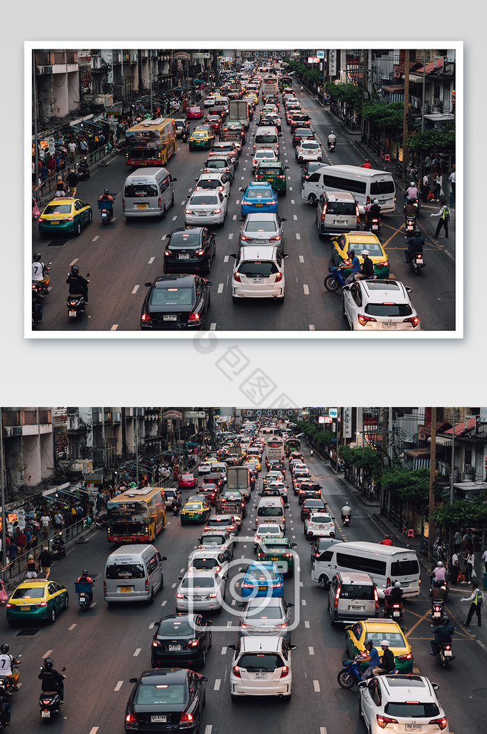 曼谷拥挤的车道摄影图片