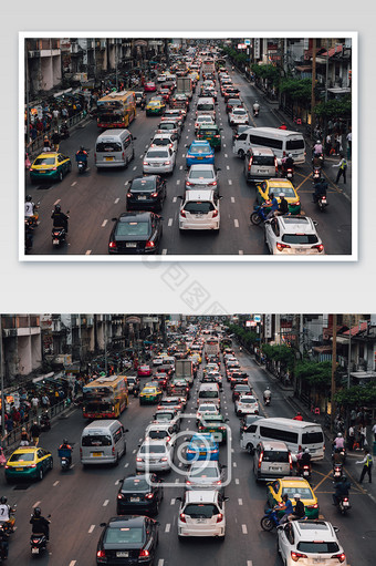 曼谷拥挤的车道摄影图片