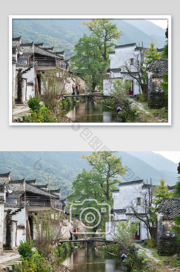 徽派建筑马头墙中国风古建筑村落摄影图