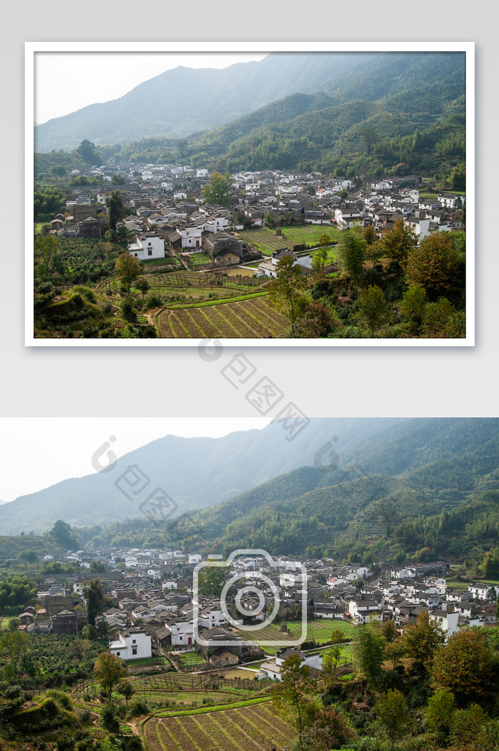 乡村村落白墙黑瓦摄影图