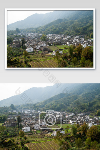 乡村村落白墙黑瓦摄影图图片