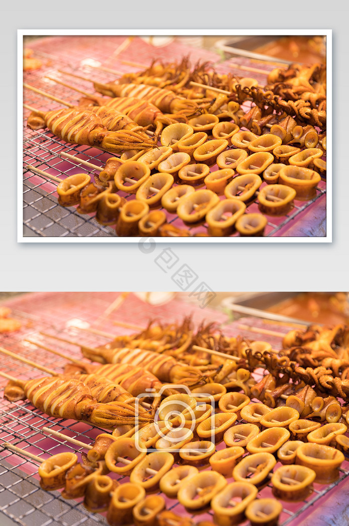 泰国夜市美味烧烤烤鱿鱼图片