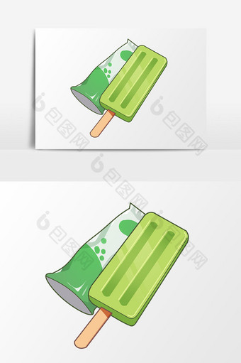 手绘卡通夏天绿豆冰棍元素免扣图片