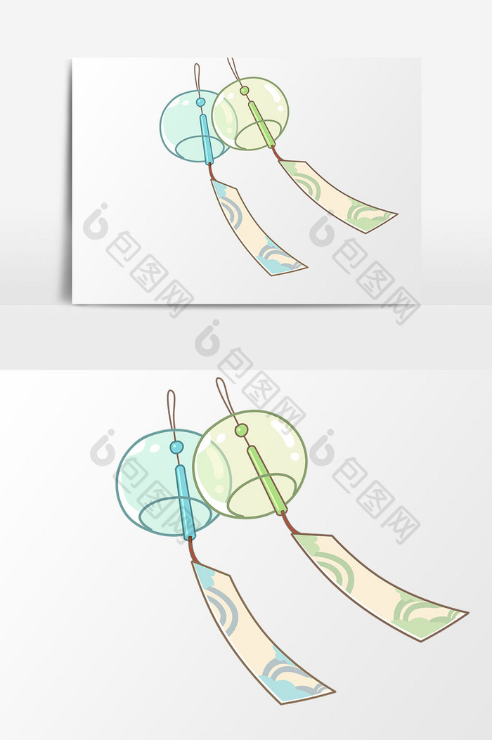 手绘卡通夏天日式清爽风铃元素免扣