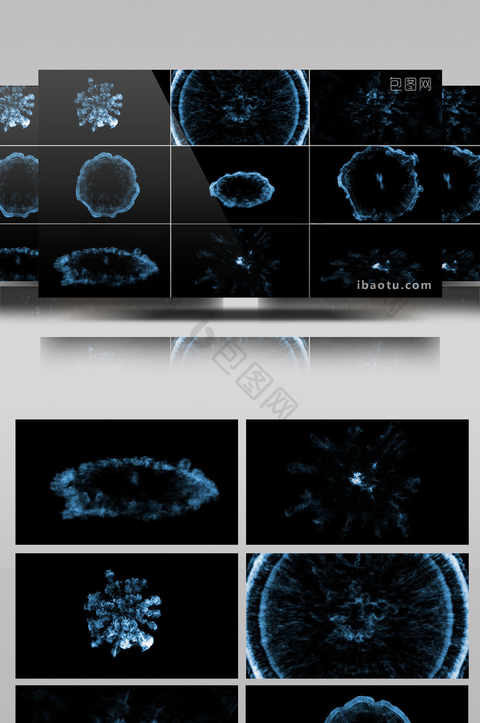 14组蓝色能量冲击波视频素材