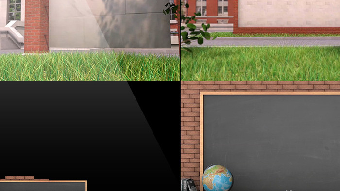 大学开学教室课程环境黑板课桌元素3D