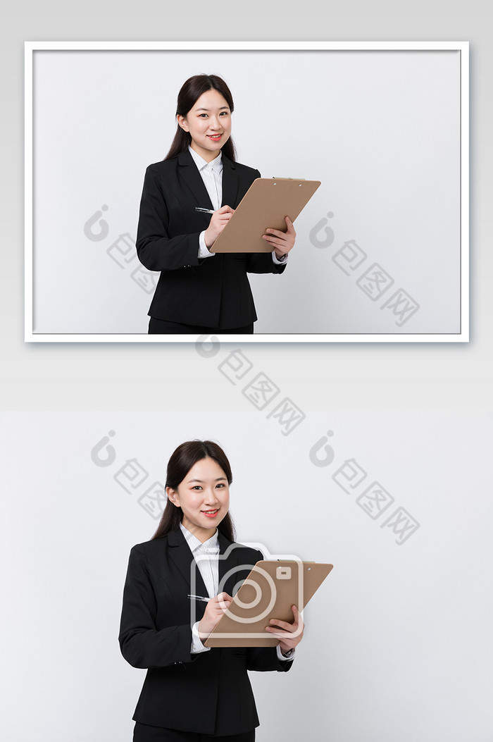 职业女性白领拿文件夹记录图片图片