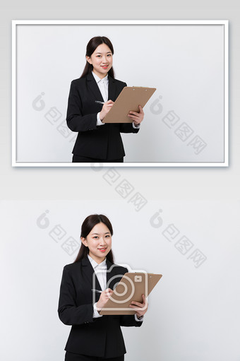 职业女性白领拿文件夹记录图片