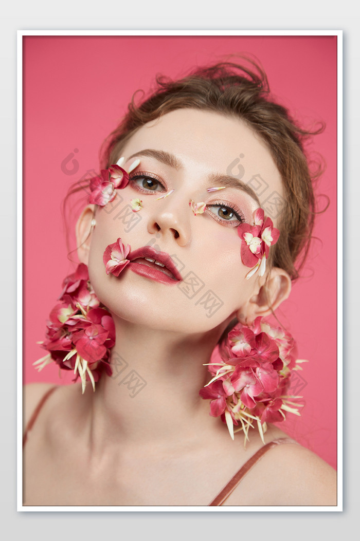 仙女创意鲜花花朵妆容海报图片