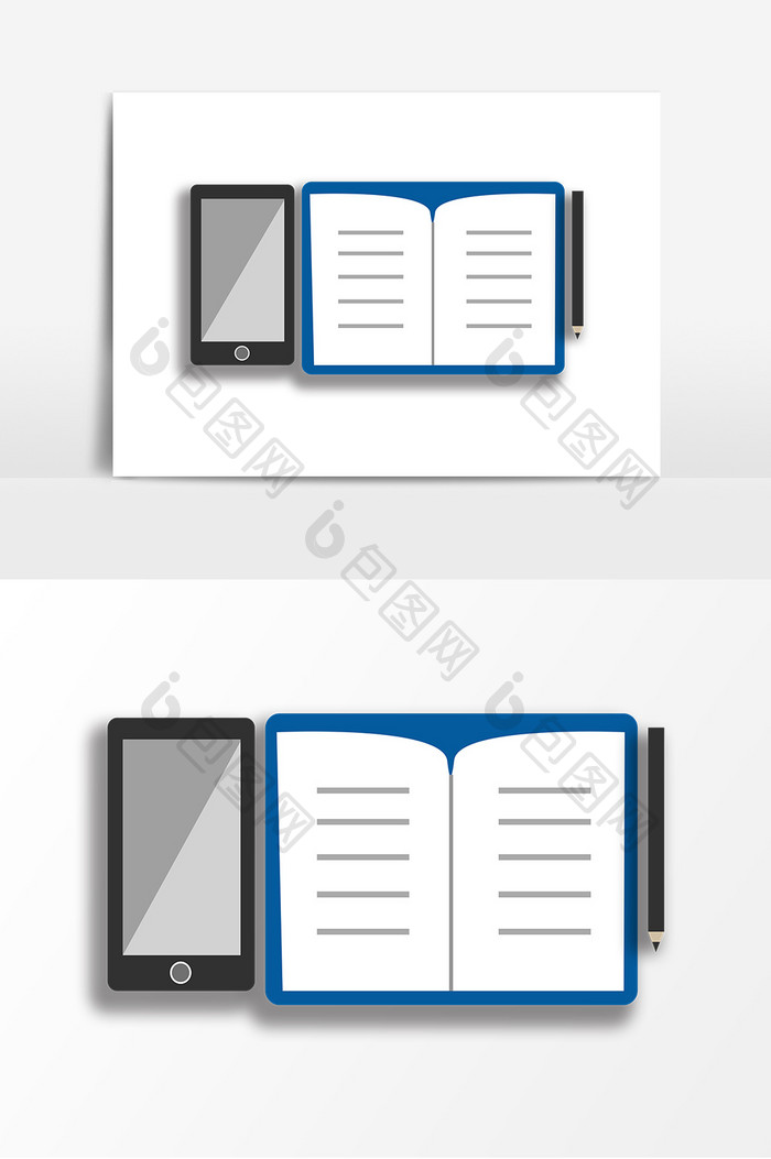 手绘扁平风手机和笔记本元素