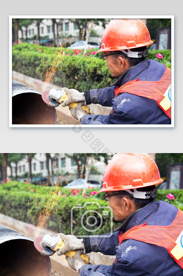 五一劳动节-劳动者燃气管道打磨图片