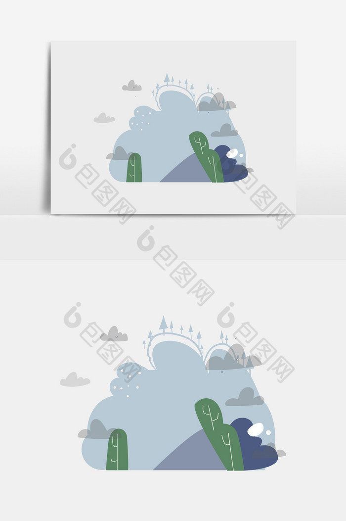 山和绿树云朵图片图片
