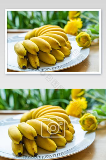 美食香蕉芭蕉热带水果美食餐盘图片