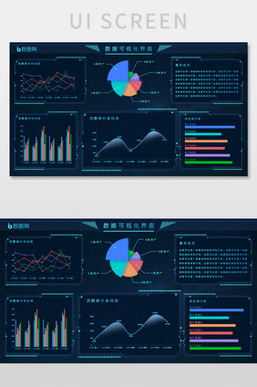 蓝色科技感高端大数据可视化UI移动界面
