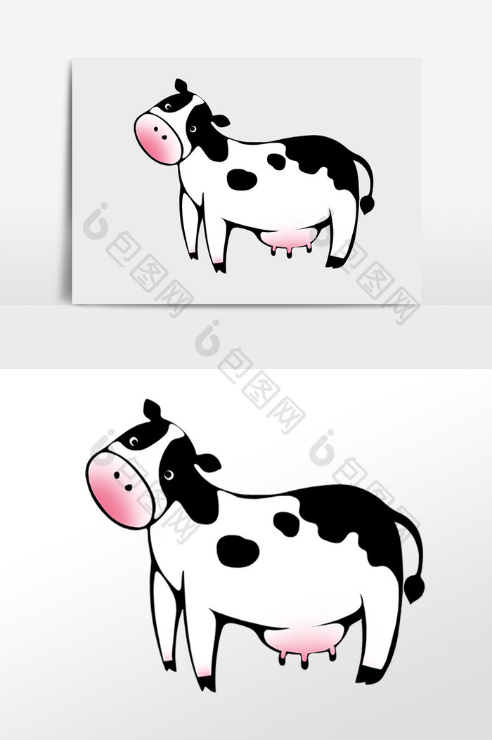 手绘哺乳动物可爱奶牛插画