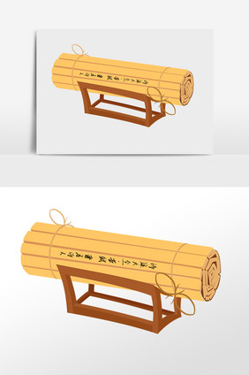 手绘古代国学教育竹筒册插画