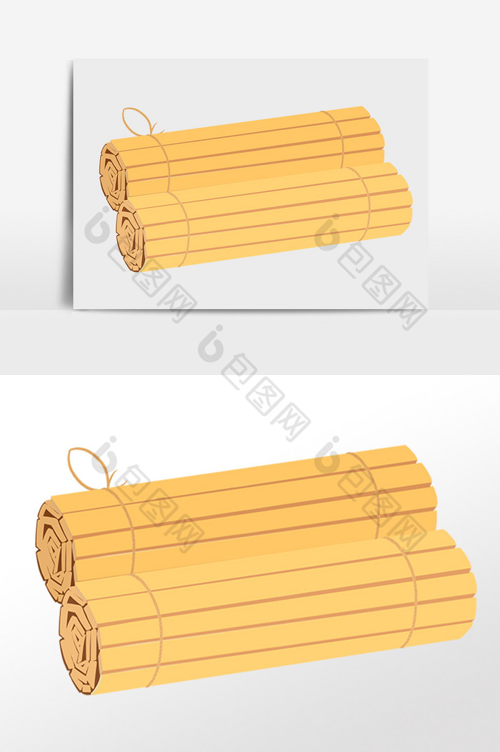 手绘古代国学教育竹筒插画