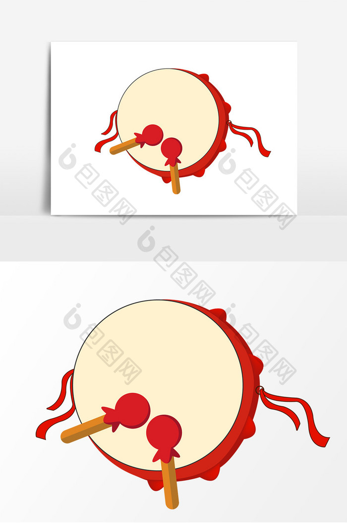 红色大鼓矢量元素设计