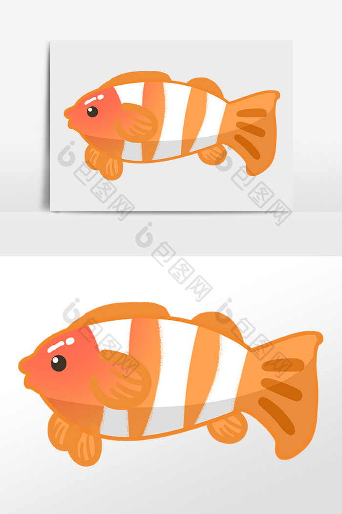 手绘卡通海洋水生物小丑鱼插画