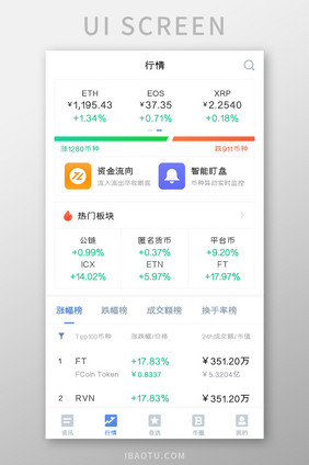 比特币APP热门板块UI移动界面