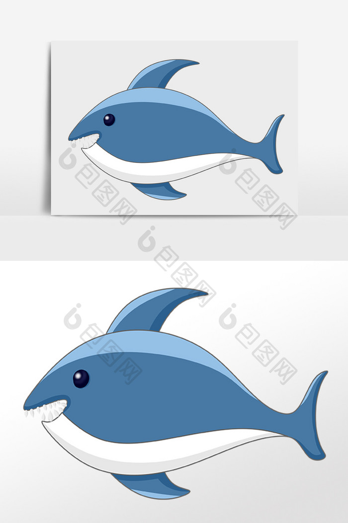手绘海洋水生物鲨鱼动物插画