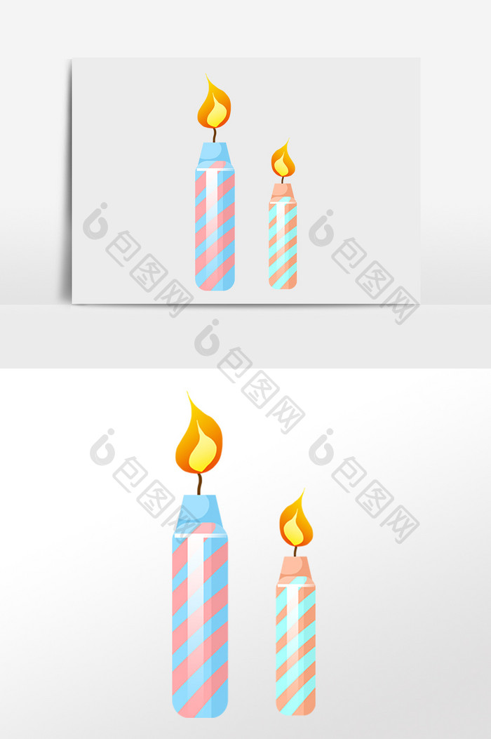 手绘庆祝生日彩色蜡烛插画