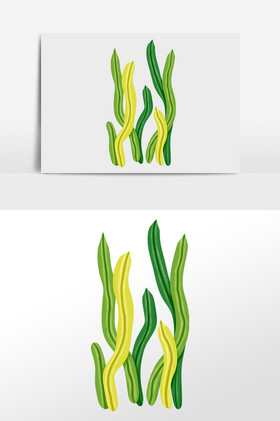 卡通水草海豚动物蓝色背景艺术地毯图案世界海洋日绿植水草插画水墨