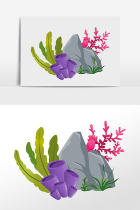 插画海底海洋生物水草珊瑚插画海底海洋生物珊瑚水草插画海底海洋生物