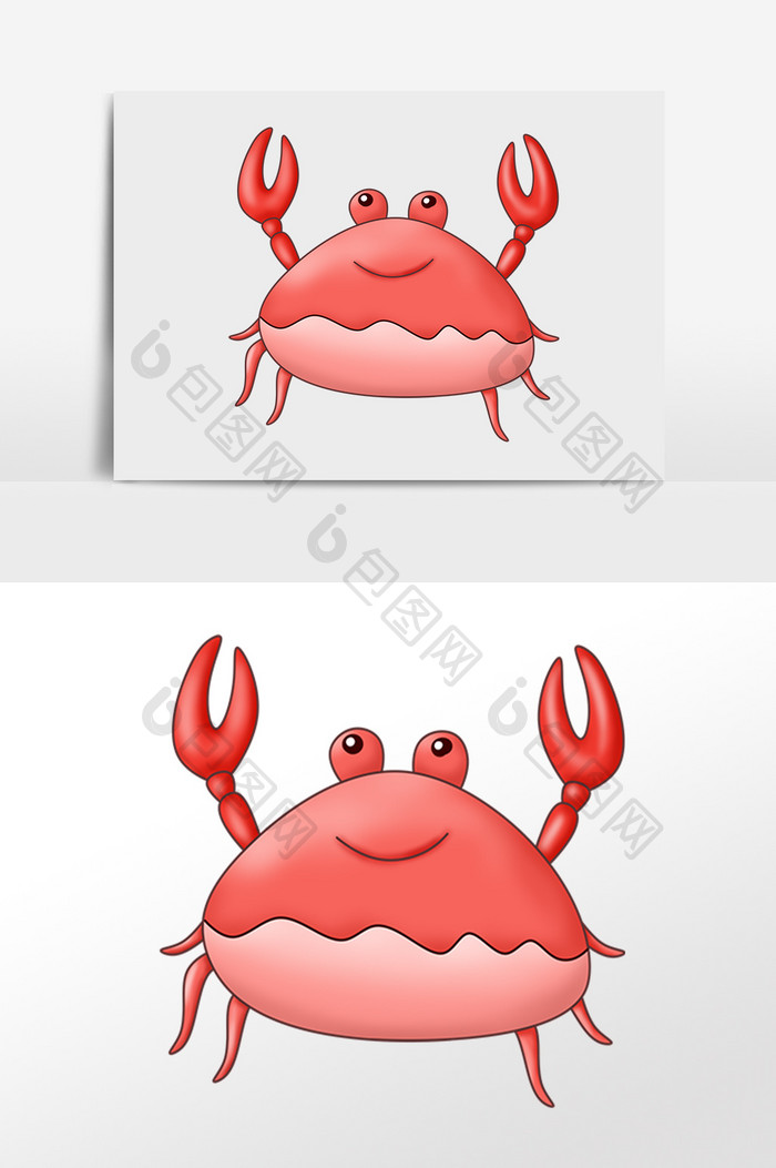 卡通海洋生物海鲜螃蟹插画