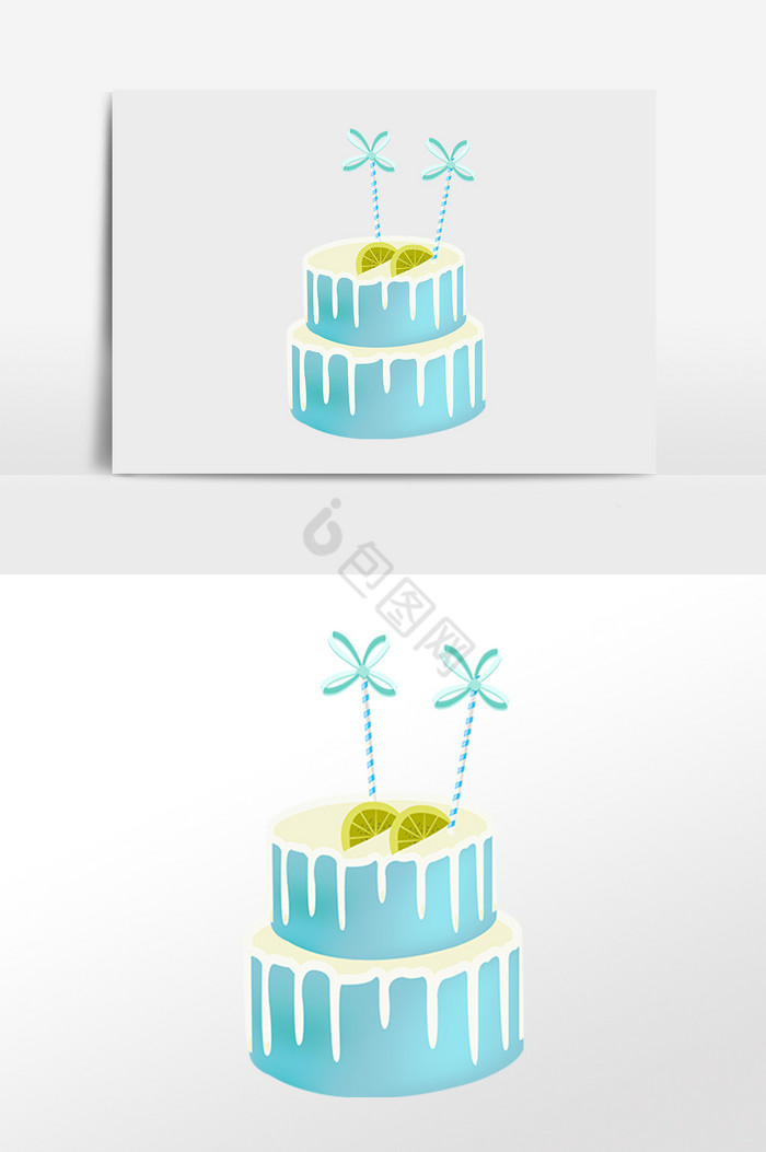 甜点双层生日蛋糕插画图片