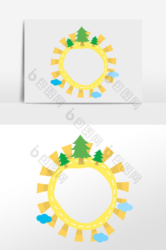 手绘卡通可爱太阳装饰边框插画