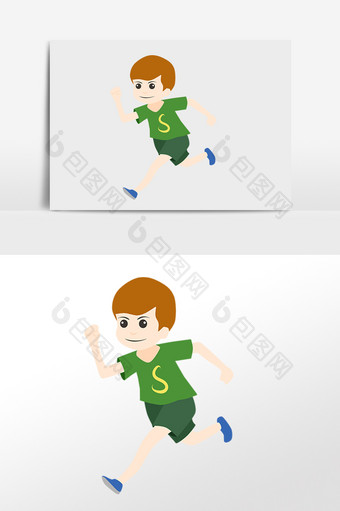 手绘卡通运动跑步小人人物插画图片