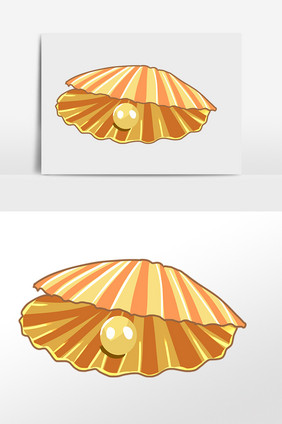手绘海洋动物水生物珍珠贝壳插画