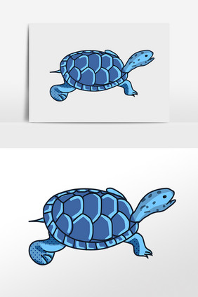手绘海洋动物水生物蓝色海龟插画