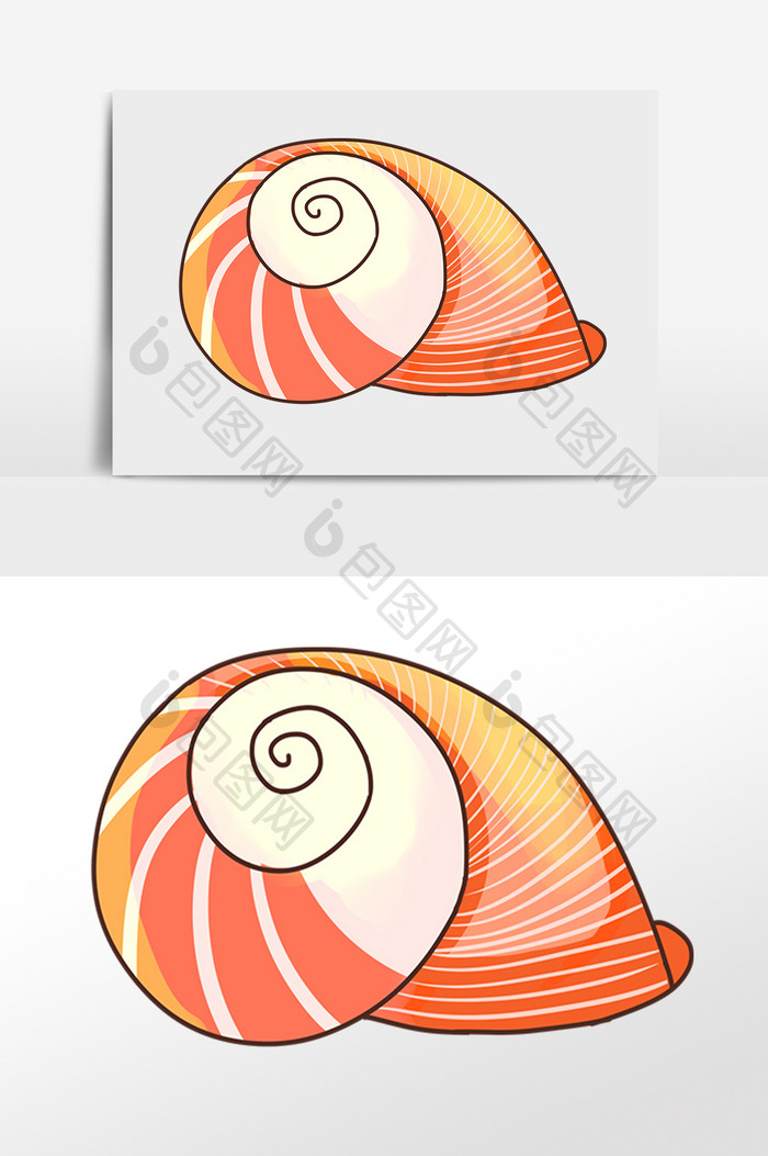 手绘海洋水生物蜗旋海螺插画